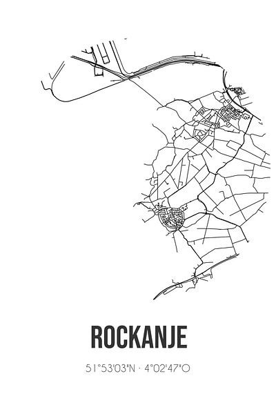 Rockanje (South-Holland) | Map | Black and White by Prints of Place