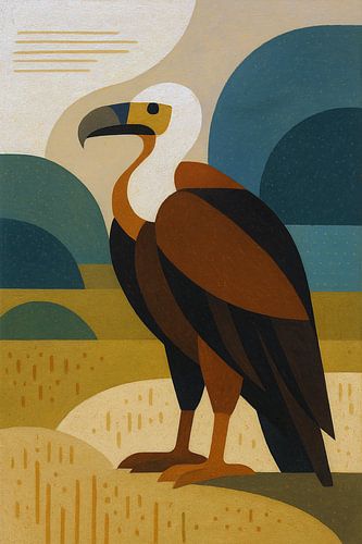 Illustration géométrique d'un vautour.