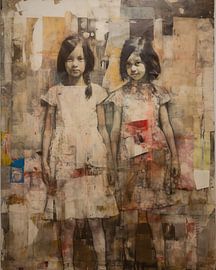 Moderne UND Vintage-Collage: Porträt von zwei Mädchen von Carla Van Iersel