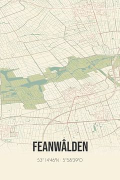 Vintage map of Feanwalden (Fryslan) by Rezona