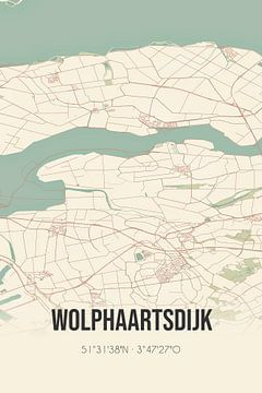 Vintage landkaart van Wolphaartsdijk (Zeeland) van Rezona