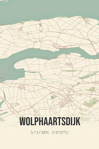 Vintage landkaart van Wolphaartsdijk (Zeeland)