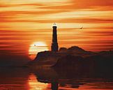 Lighthouse with a sunset and Yellow Stratus clouds by Jan Keteleer (JanKé): A Journey Beyond the Canvas thumbnail