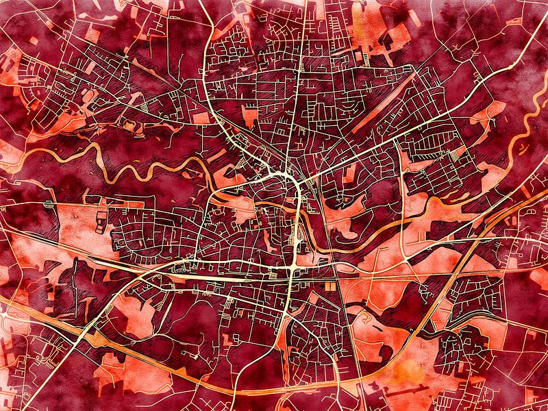 Map of Lünen with the style 'Amber Autumn' by Maporia