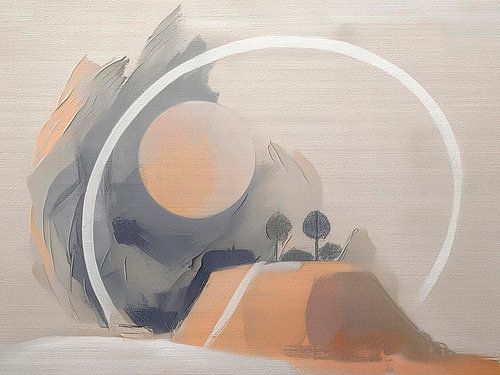 Landschaft mit Sonne - Japandi/Wabi Sabi Wohntrend