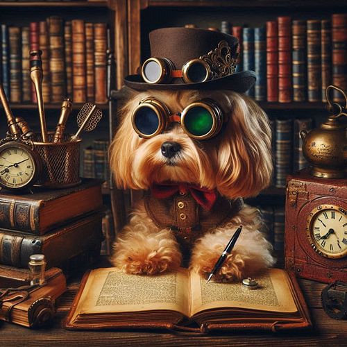 hondje in de bibliotheek