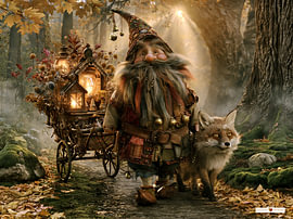 Gnome mit Fuchs im Wald