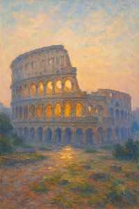 Rome Colosseum at Dawn – Soft Sunrise Historical Art Print