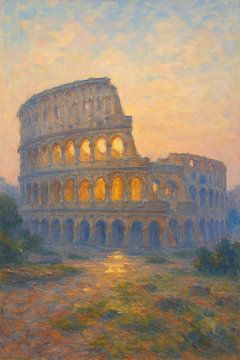 Rom Kolosseum in der Morgendämmerung - Soft Sunrise Historischer Kunstdruck von Travel Shop