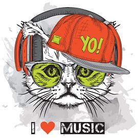 Cool Cat with Headphone by TampuArt