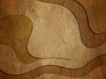 3D-Kunst: Erdige organische Formen in verwitterten Beton- und Ockerstrukturen