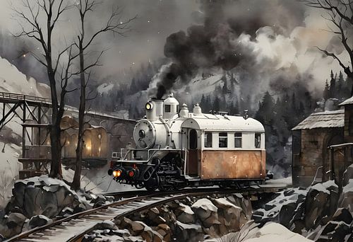 White steam locomotive