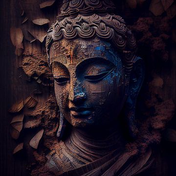 Bouddha en pierre sculptée sur Bianca ter Riet
