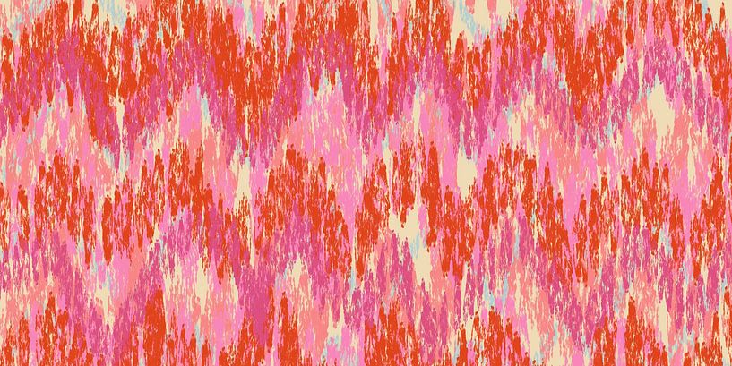 Tissu de soie Ikat. Art moderne abstrait en lilas, violet, rose, rouge. par Dina Dankers