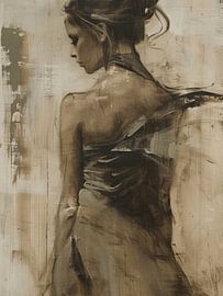 Modernes abstraktes Porträt in Erdtönen von Carla Van Iersel