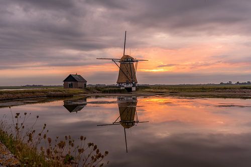 Molen het Noorden Texel zonsondergang