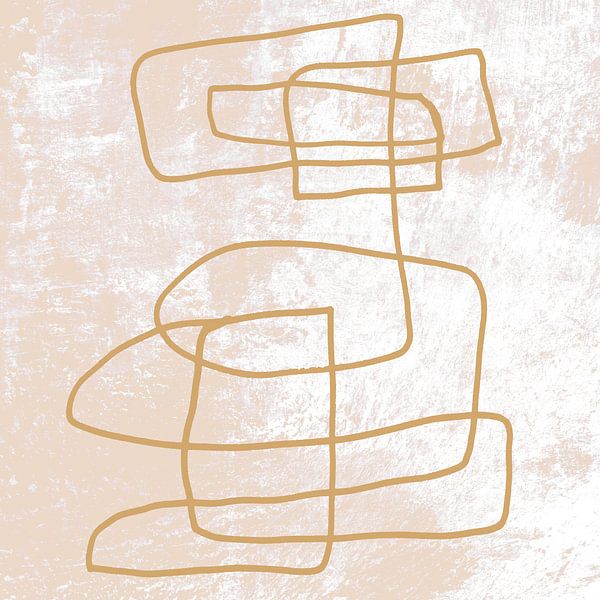 Abstract minimalist line art in gold by Dina Dankers