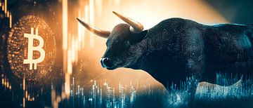 Beursstier met Bitcoin-symbool van Poster Art Shop
