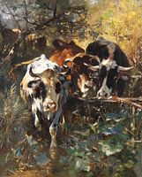 ANTON BRAITH, Cows in the forest meadow, around 1889