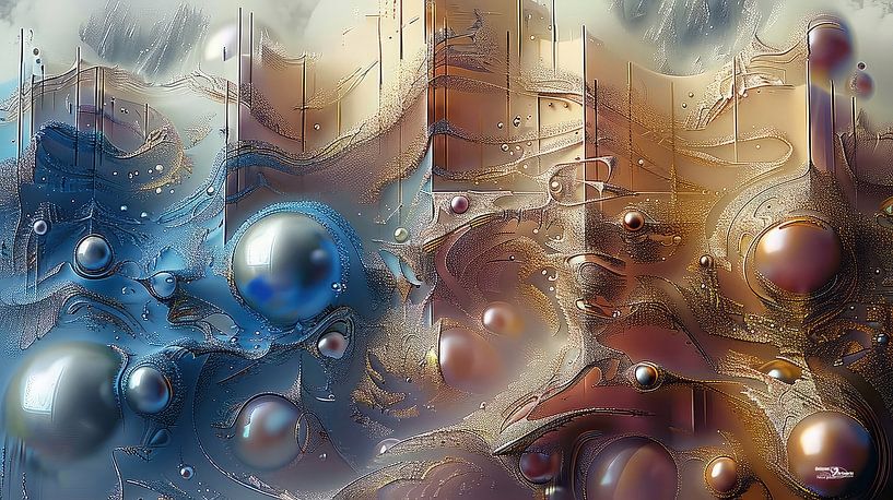 magical shapes in blue-gold-silver-pink by Gelissen Artworks