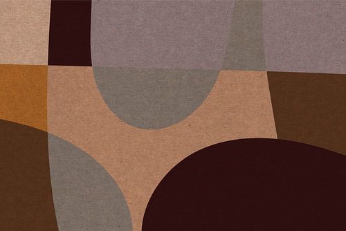 Gele, roze en bruine organische vormen. Moderne abstracte retro geometrische kunst in warme pastelkl