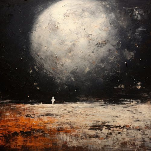 Kleine astronaut op een verre planeet