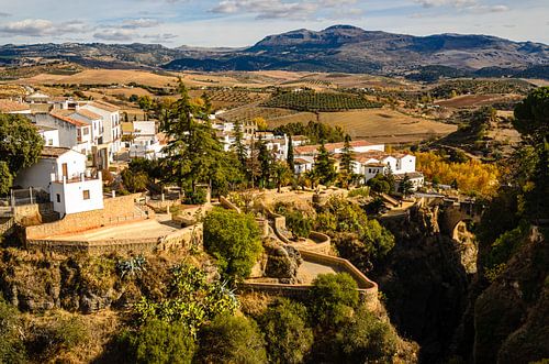 Oude stadsgebouwen van Ronda aan de kloof Tajo de Ronda Andalucia Spanje