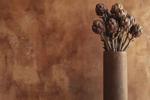 Vase rustique avec fleurs séchées