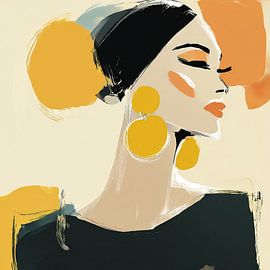 Gold Earrings, Gentle Gaze by Color Square