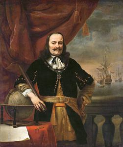 Portret schilderij: Michiel de Ruyter als luitenant-admiraal, Ferdinand Bol, 1667 