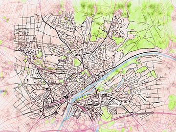 Kaart van Schweinfurt in de stijl 'Soothing Spring' van Maporia
