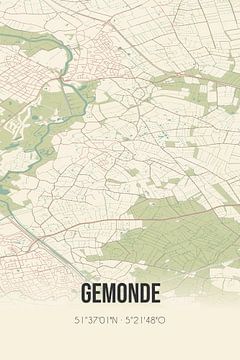 Vintage landkaart van Gemonde (Noord-Brabant) van MijnStadsPoster