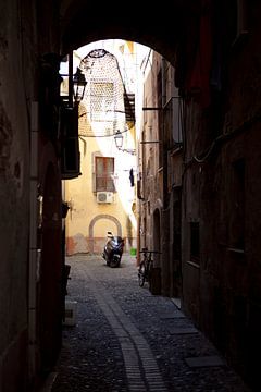 Steegje in Bosa, Sardinië van Kees van Dun