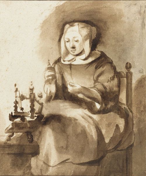 Spinnerin, Gerbrand van den Eeckhout, 1653 - 1657 von Marieke de Koning