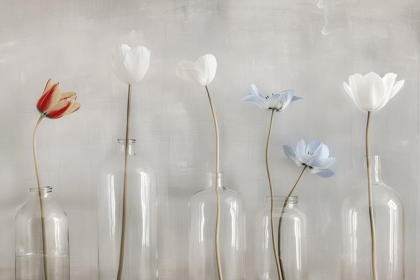 Nature morte avec des fleurs dans le style japonais par Japandi Art Studio