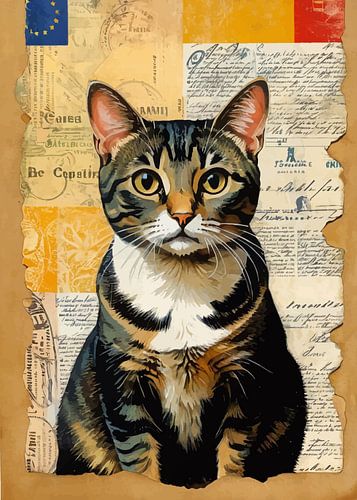 Europese Korthaar Papier Collage