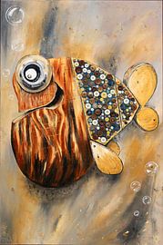 Houten 3D vis met knopen van Kris De Prins