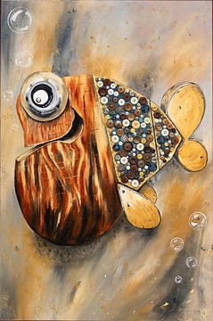 Wooden 3D fish with buttons by Kris De Prins