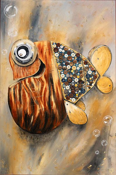 Wooden 3D fish with buttons by Kris De Prins
