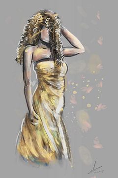 Dame met gouden jurk