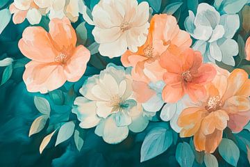 Bunte Blumen in sanften Farbtönen von Poster Art Shop