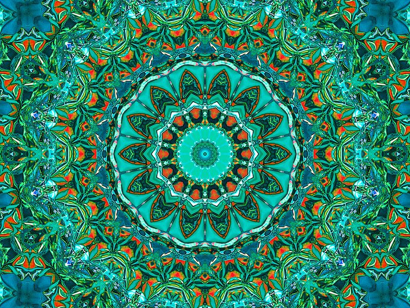 Retrospektive (Mandala in Petrol) von Caroline Lichthart