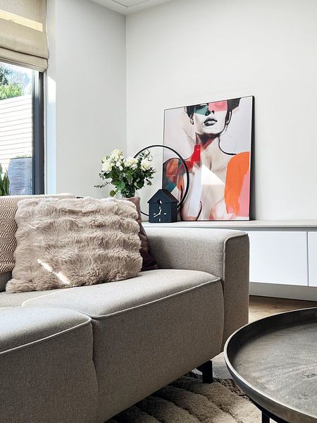 Klantfoto: Kleurrijk abstract portret van Carla Van Iersel, als ArtFrame