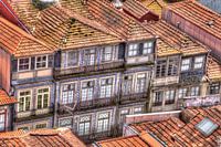 Oude stadswijk, oude blauw betegelde huisgevels, Porto, district Porto, Portugal, Europa