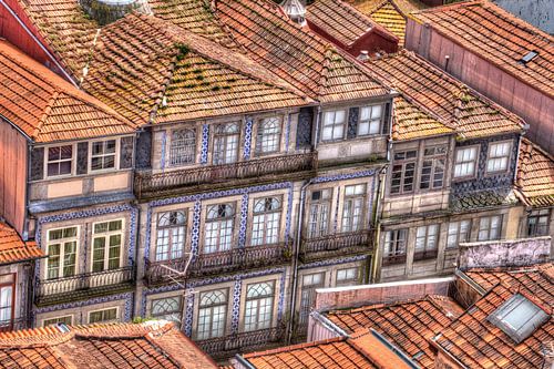 Altstadtviertel, alte blau gekachelte Hausfassaden, Porto, Distrikt Porto, Portugal, Europa