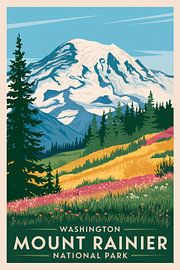 Mount Rainier, Washington Vintage Travel Poster by Poster Art Shop