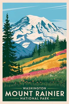 Mount Rainier, Washington Vintage Travel Poster von Poster Art Shop