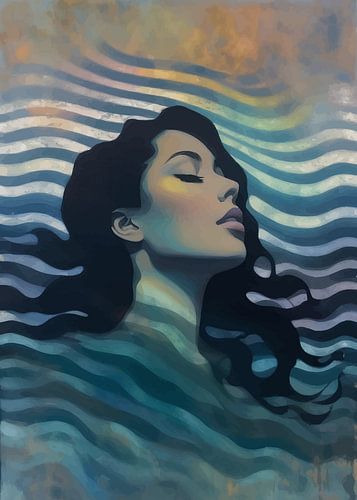 Abstract meisjesportret met golf