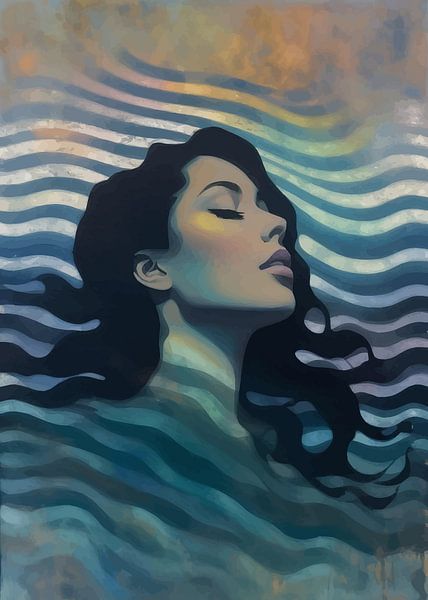 Portrait abstrait d'une fille avec une vague par MIROKKU