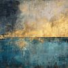 Abstract Painting - Blue Gold Mysterious and Luxurious by Joriali Abstract